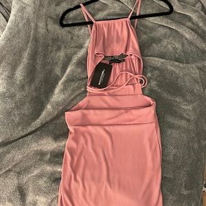 BNWT PLT MAUVE RIBBED CUT OUT DRESS